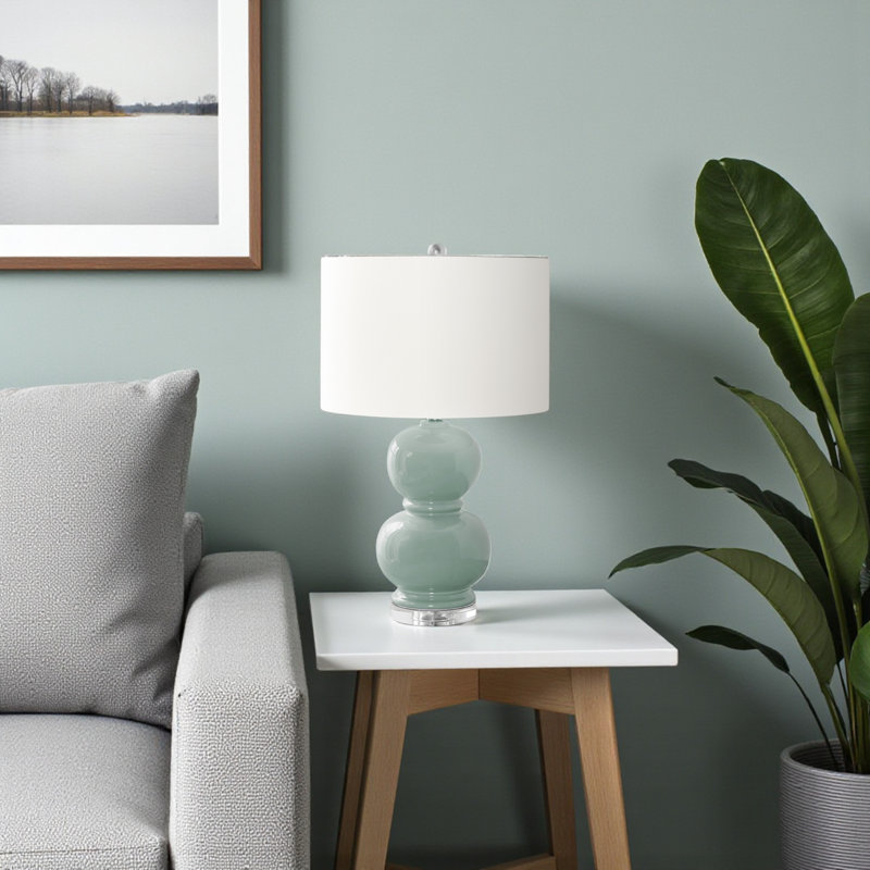 Lampe de table Paras en céramique bleue / ivoire / crème, H 24,71 po x l 14,84 po x P 14,72 po