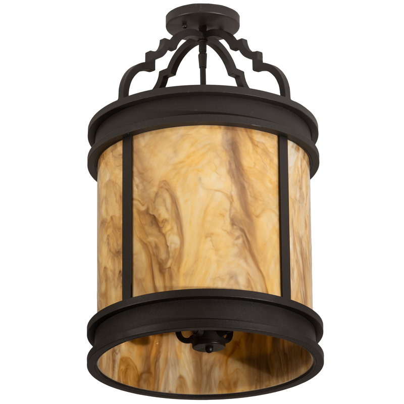 Amber Acrylic and Bronze 4-Light Indoor/Outdoor Flush Mount