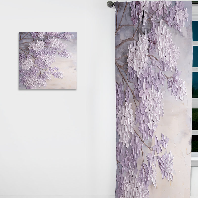 Blooming Lilac Melody I - Rideau floral occultant lilas - 1 panneau, L 52 po x L 95 po