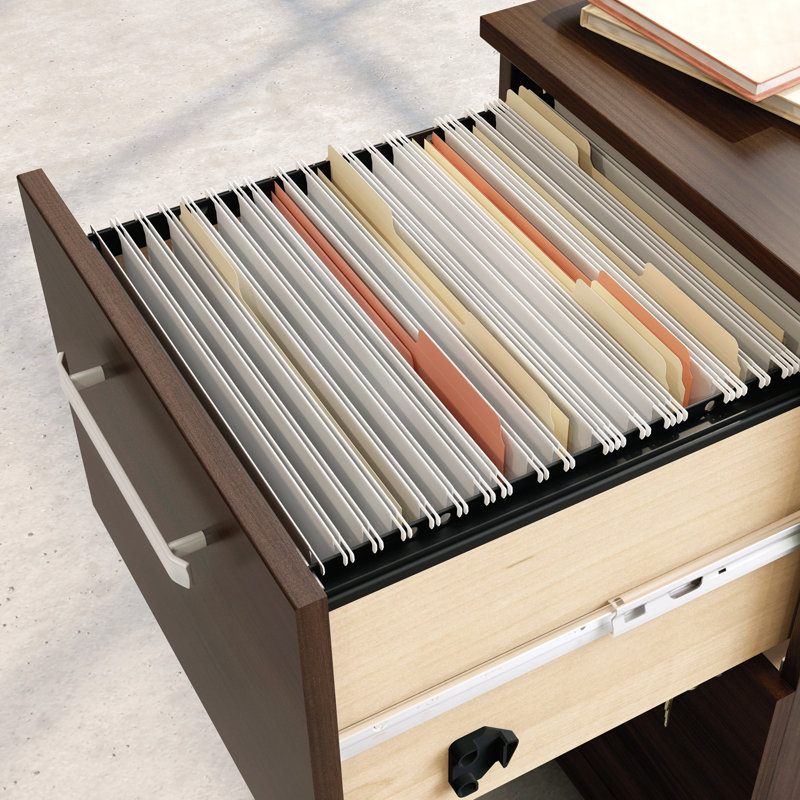 Mobile File Cabinet, Brown finish