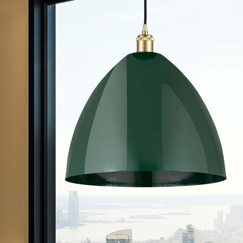 Luminaire suspendu conique 1 lumière, Vert, Or
