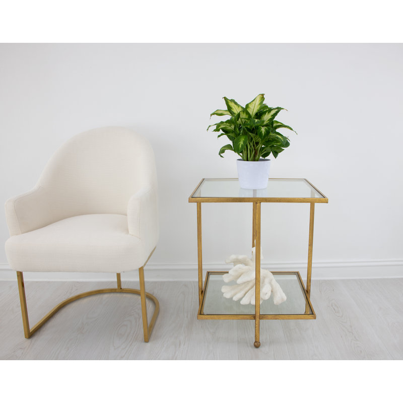 Romana End Table, Antiqued Gold Leaf