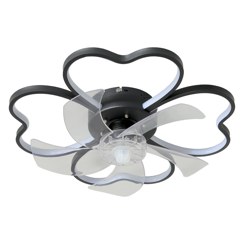 20" Ceiling Fan Light With 2 LED, Black