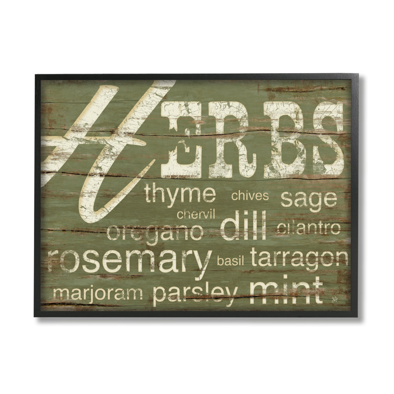 Herbes et mots - cuisine verte, Giclée encadrée noir minuit, L 24 po x H 30 po