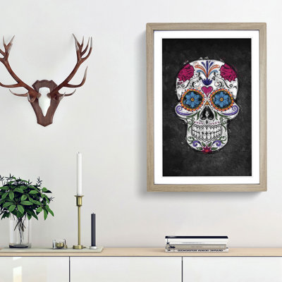 Floral Sugar Skull - Framed Print