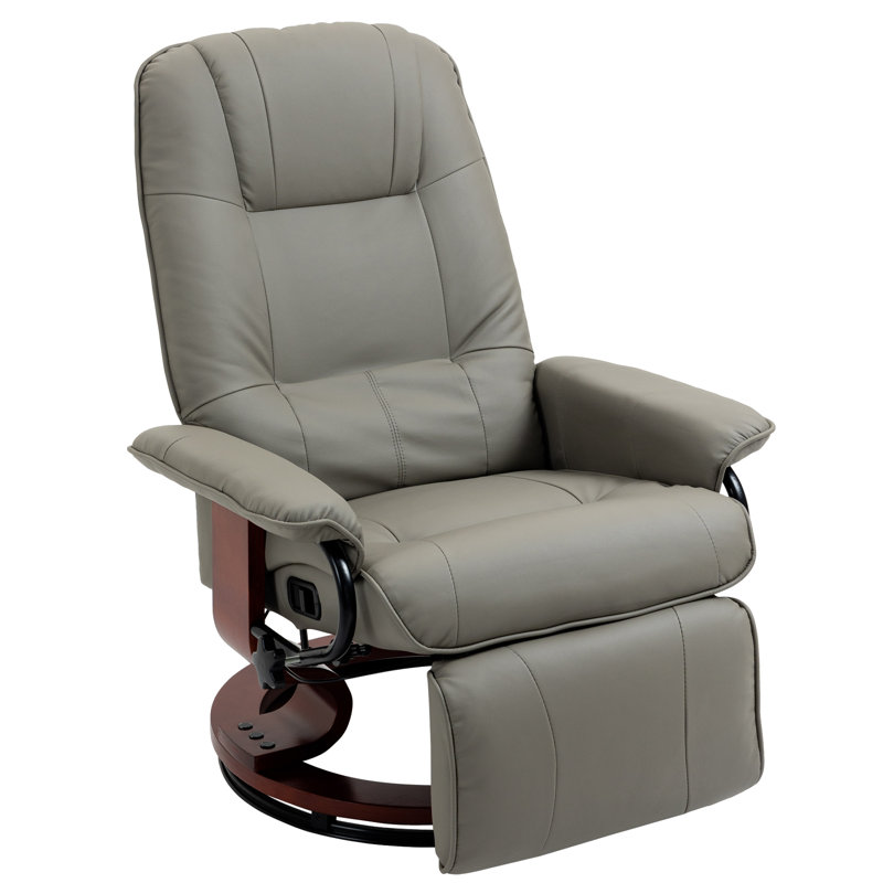 Fauteuil inclinable manuel en similicuir, bois, Gris