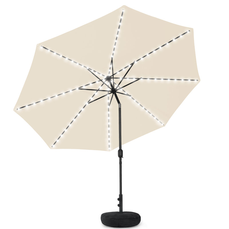 Parasol de patio avec base, Beige, H 98 po x l 132 po x P 132 po