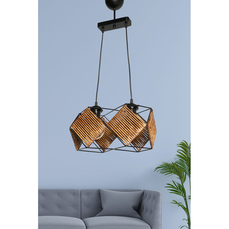 Luminaire suspendu géométrique à 2 lumières pour îlot de cuisine Fiorenze