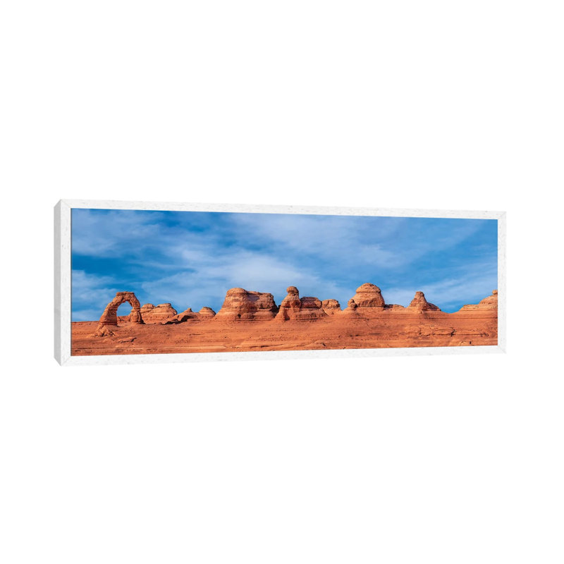 Delicate Arch Full Panorama 1 Piece Panoramic Wall Art on Canvas, 152.4 cm H x 50.8 cm W x 4.445 cm D, White Floater Framed