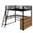 Full Size Metal Loft Bed With Shelves And Desk-1149733905