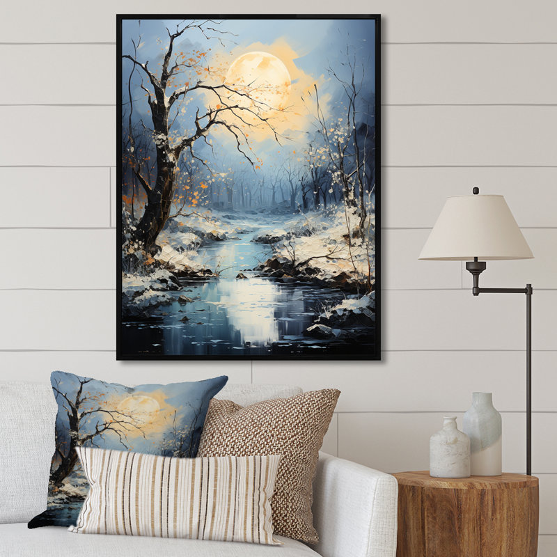 Moonlit Shadows In Winter II sur toile, H 44 po x l 34 po x P 1,5 po, Cadre flottant noir