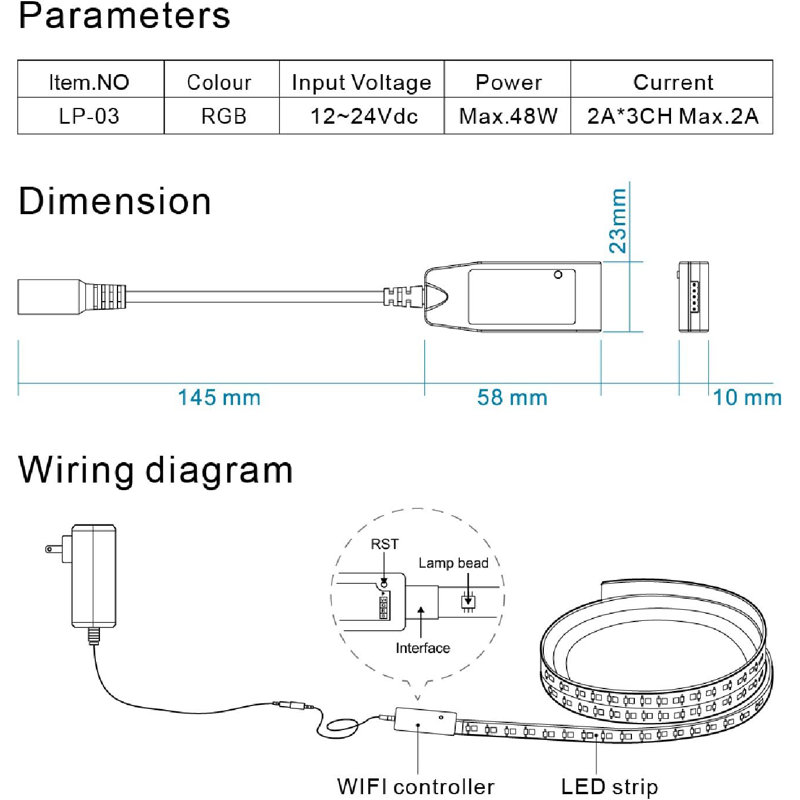 WBM Smart Strip Light 26pi pour la maison, la cuisine, la chambre à coucher, le dortoir fonctionne avec la télécommande