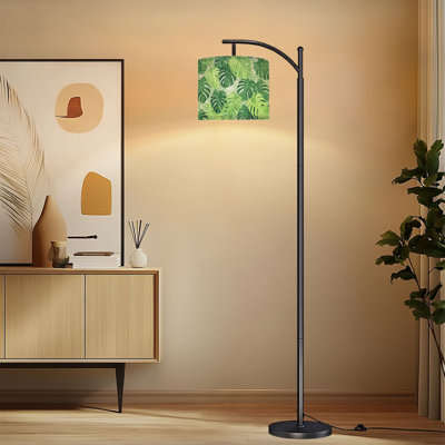 Arc Floor Lamp Monstera Leaf Green Tropical Foliage Standing Light for Bedroom 3 Color Dimmable Tall Lamp with Remote Control and Bulb Included