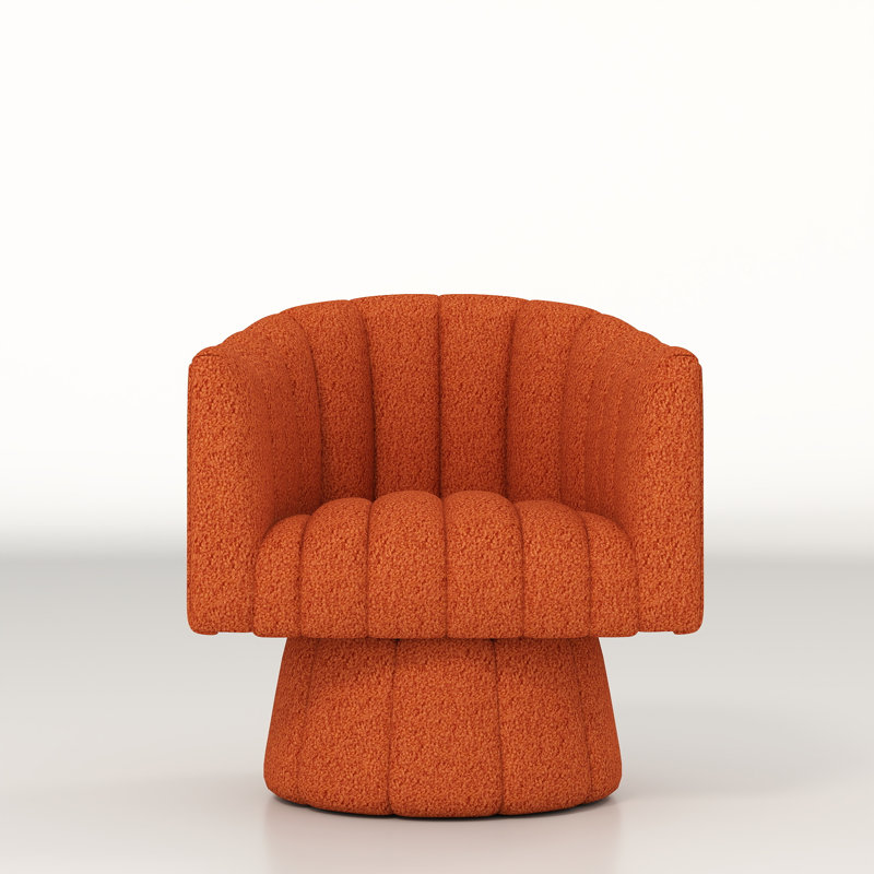 Murrow Upholstered Swivel Barrel Chair, Orange Teddy