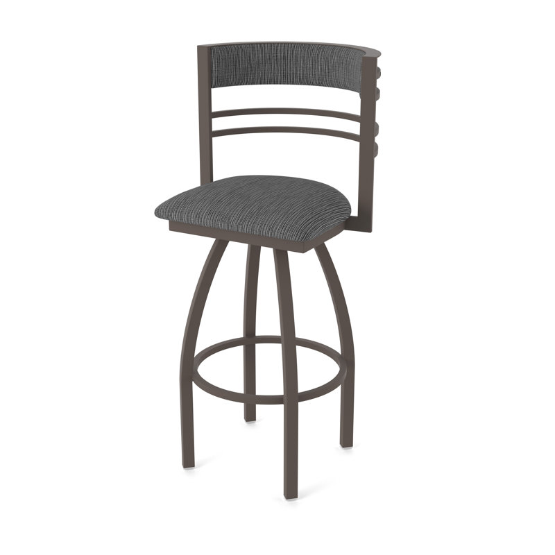 Hunter Swivel Stool, Bronze, Tabouret de bar (siège d'une hauteur de 36 po), Tissu graphique charbon