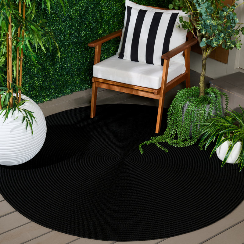 Keiosha Hand Woven Performance Machine Washable Solid Color Rug, Round 6'