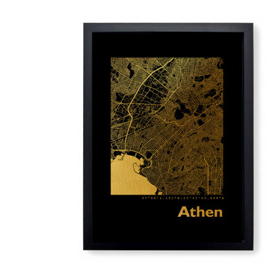 Athens Map - Single Picture Frame Print