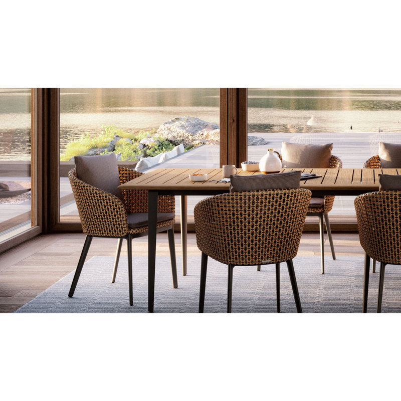 WA Outdoor Dining Table, 39.25" W x 78.75" L x 29.5" H, Black Pepper, Teak