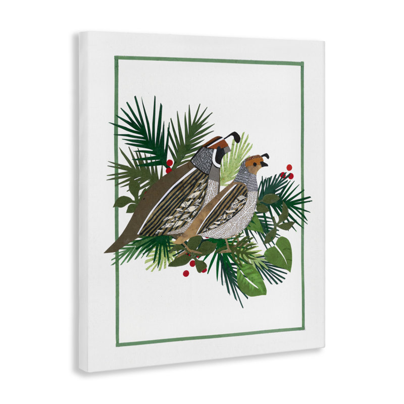 Caille de Noël et toile de sapin, design par Nancy Overton, H 40 po x l 30 po