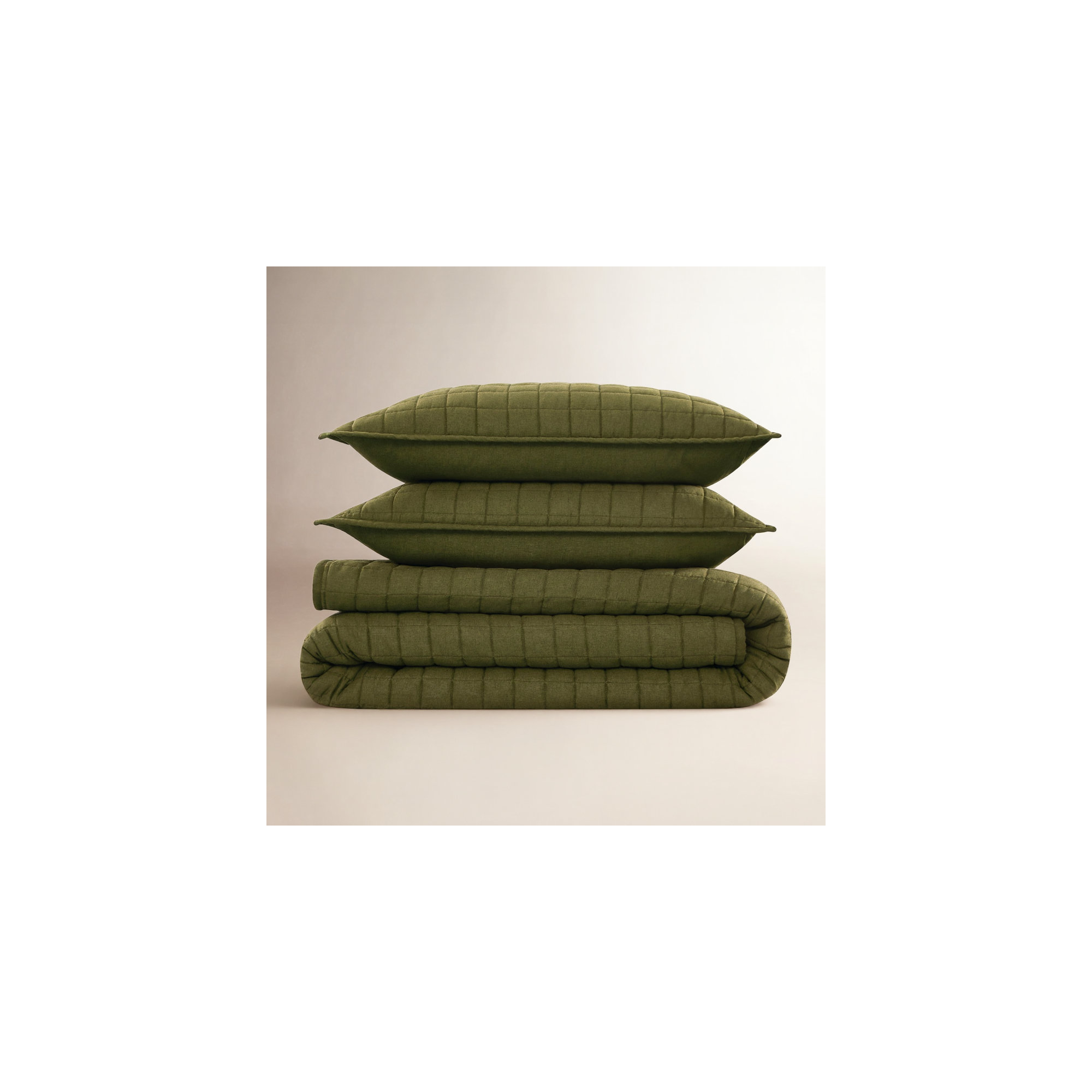 Nena Bedding, King + 2 King Shams, Moss Green