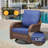 3-Piece Outdoor Furniture Set, Outdoor Swivel Glider Rocker & Wicker Patio Bistro Set With Side Table For Porch, Deck & Backyard, Blue