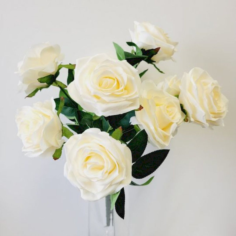 Tiges de bouquet de roses, H 17 po x l 12 po x P 12 po, Champagne