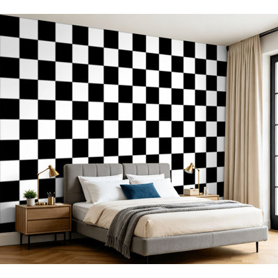 Papier peint adhésif à carreaux, rectangle et rectangle, impression, noir et blanc