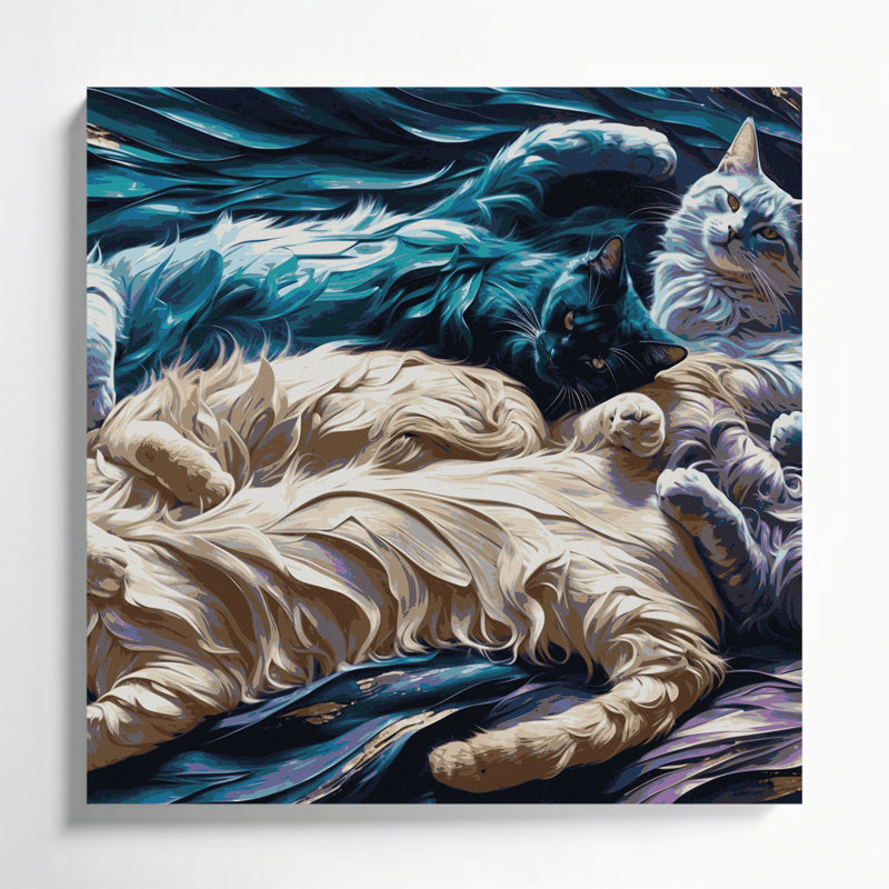 Art mural sur toile chats gris à poils longs, H 12 po x l 12 po