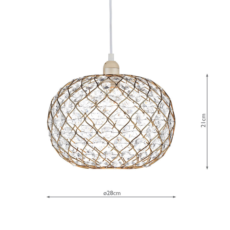 21cm H Steel Oval Pendant Shade ( Screw On ), Gold