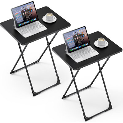 Ensemble de 2 plateaux de télévision pliables avec stabilisateurs d'angle, plateau de table télé imperméable et résistant aux égratignures