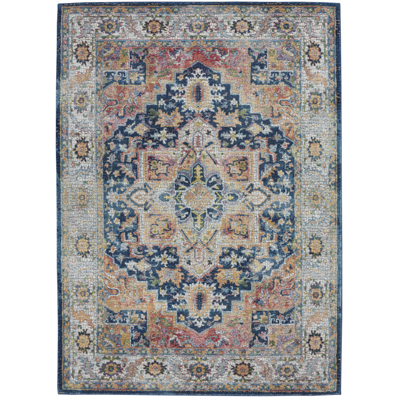 Tapis traditionnel bleu Raymond, Rectangle 5 pi 3 po x 7 pi 6 po
