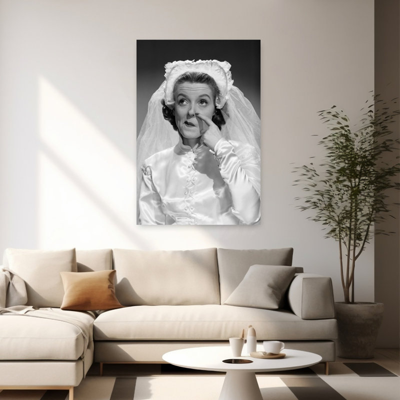 1950s BRIDE SCRATCHING NOSE AND LOOKING PUZZLED by Debrocke - Wrapped Canvas Print, 152.4 cm H x 101.6 cm W