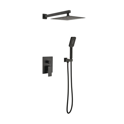 Pomme de douche à pluie à pression équilibrée 10 po avec douche à main, système de douche complet en laiton massif avec valve brute