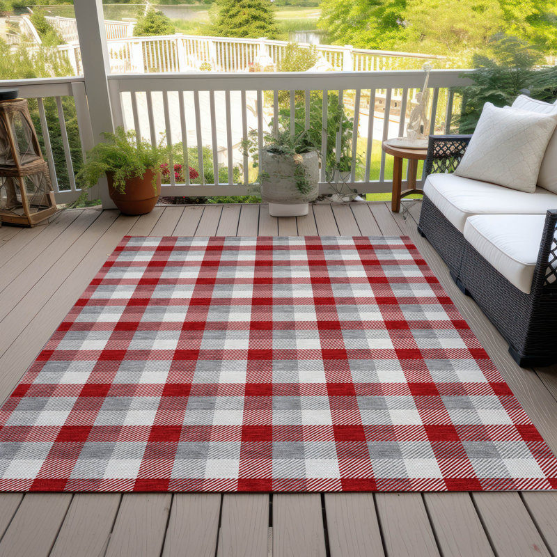 Tapis intérieur / extérieur rouge Nahlia , 5 pi x 7 pi 6 po
