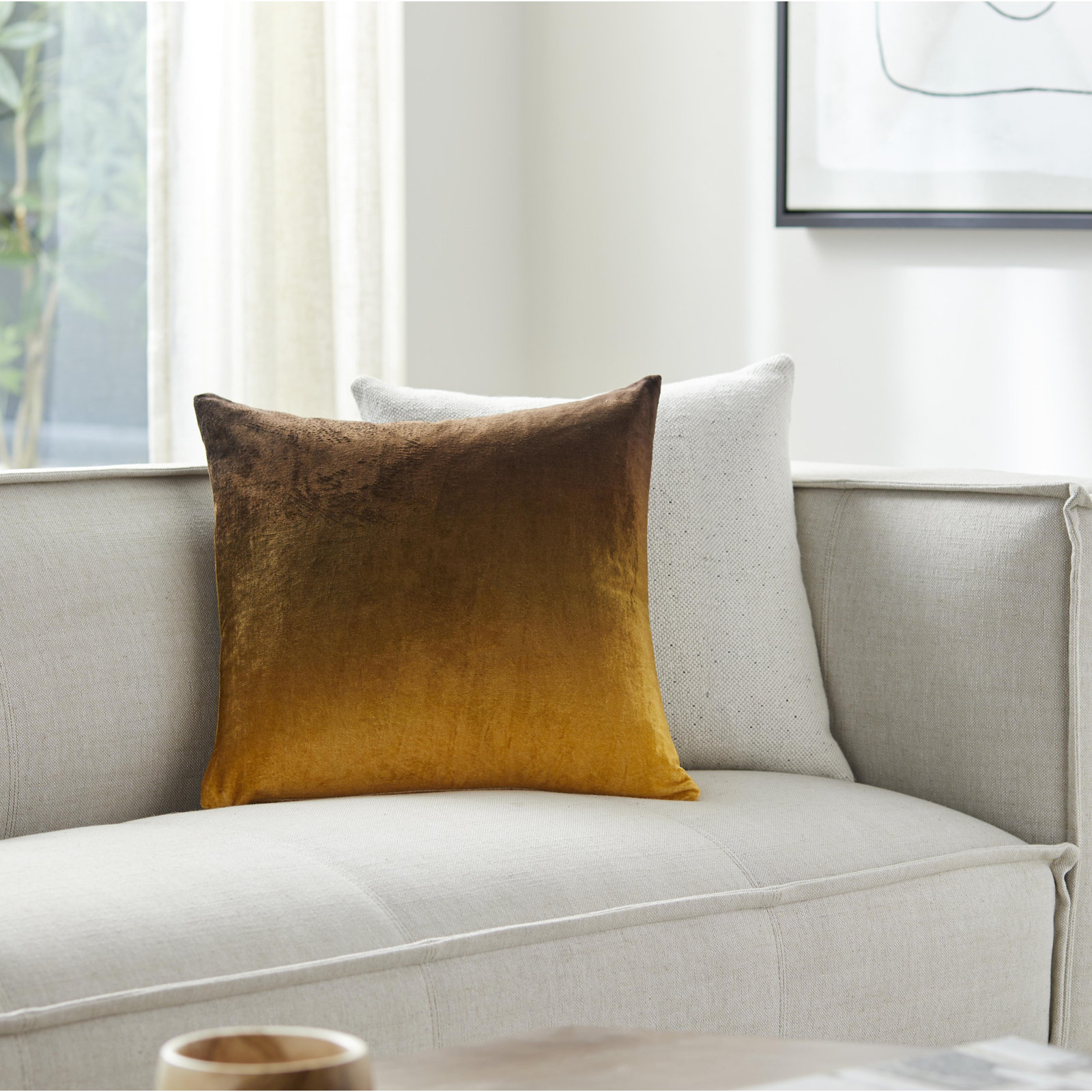 Theodosia 22" x 22" Pillow Cover, Saffron, Pillow Cover Only - No Insert, 20" x 20"