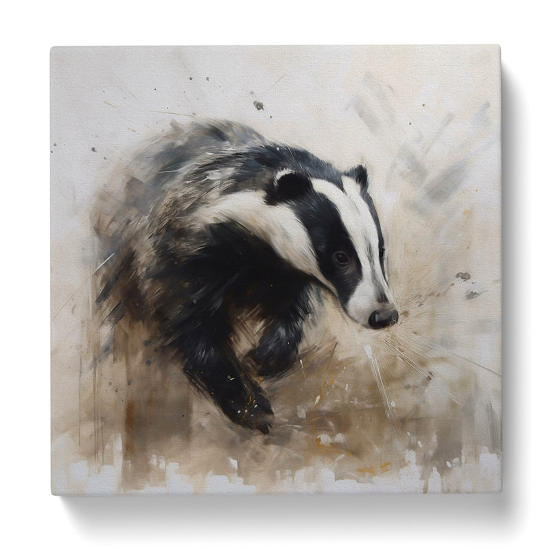 Badger Gestural Art No.4 - No Frame Print, 35cm H x 35cm W x 3cm D