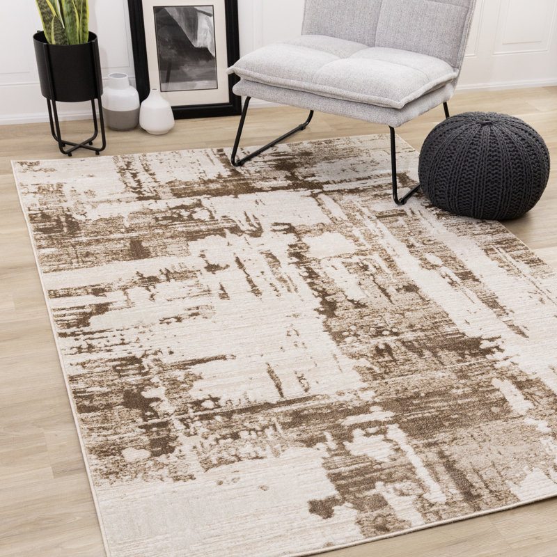 Tapis brun clair crème Zola, Rectangle 6 pi 7 po x 9 pi 6 po