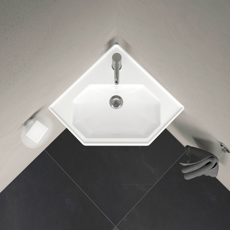 Duravit 1930 Series Ceramic 24" Corner Bathroom Sink with Overflow