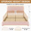 LED Teddy Fleece Platform Bed Frame with Round Corner Upholstered Headboard-382251205-382251207
