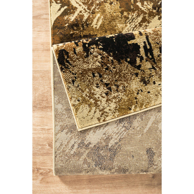 Tapis multicolore abstrait de 7 pi 10 po X 3 po avec camouflage - motifs de tons terreux inspirés pour une maison élégante inspirée du décor moderne