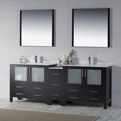 Ensemble de meuble-lavabo double 85 po avec miroir Mance