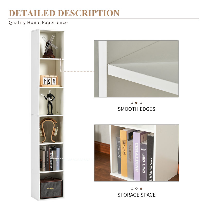 Jaley 71.5"H,Modern Storage 6-Tier Bookshelf, White