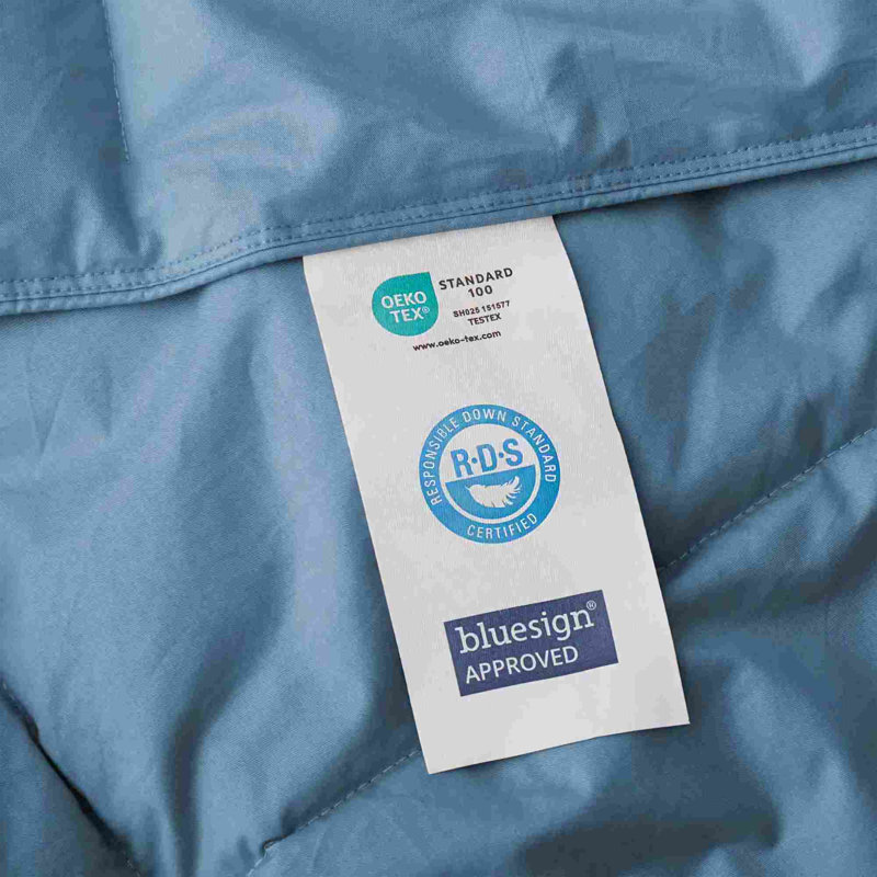 Insert de couette toutes saisons en plumes d'oie de coton biologique Puredown, Édredon simple, Marine