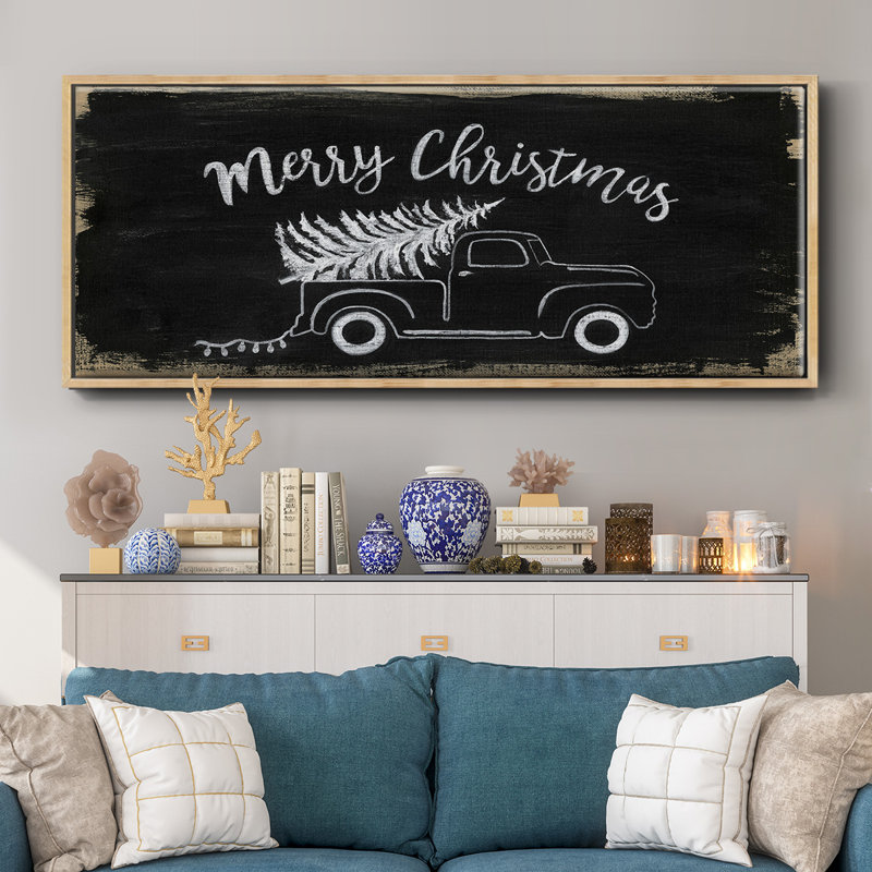 Merry Christmas Truck - Toile encadrée, H 24 po x l 60 po