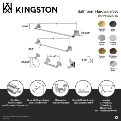 Kingston Brass Monarch 5-Piece Bathroom Hardware Set