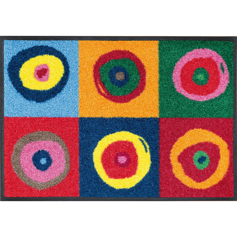 Non-Slip Geometric Outdoor Doormat, Multicolored, 40cm W x 60cm L