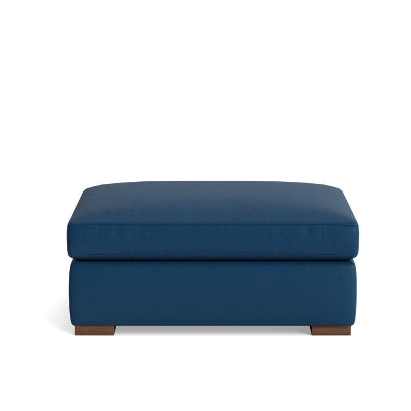 Lucca Ottoman, Leather - Deep Blue