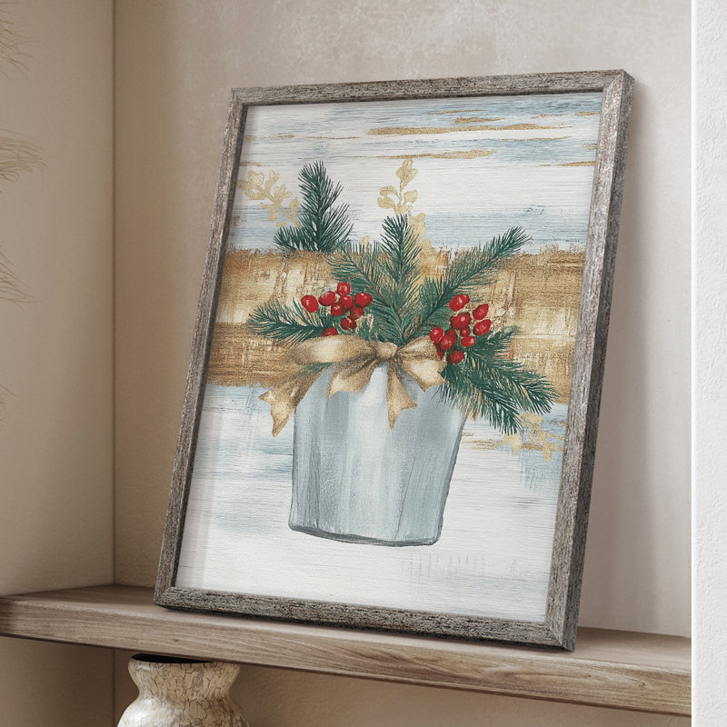 «Christmas Holiday Art», reproduction encadrée CLxx - bois massif, H 21 po x l 17 po
