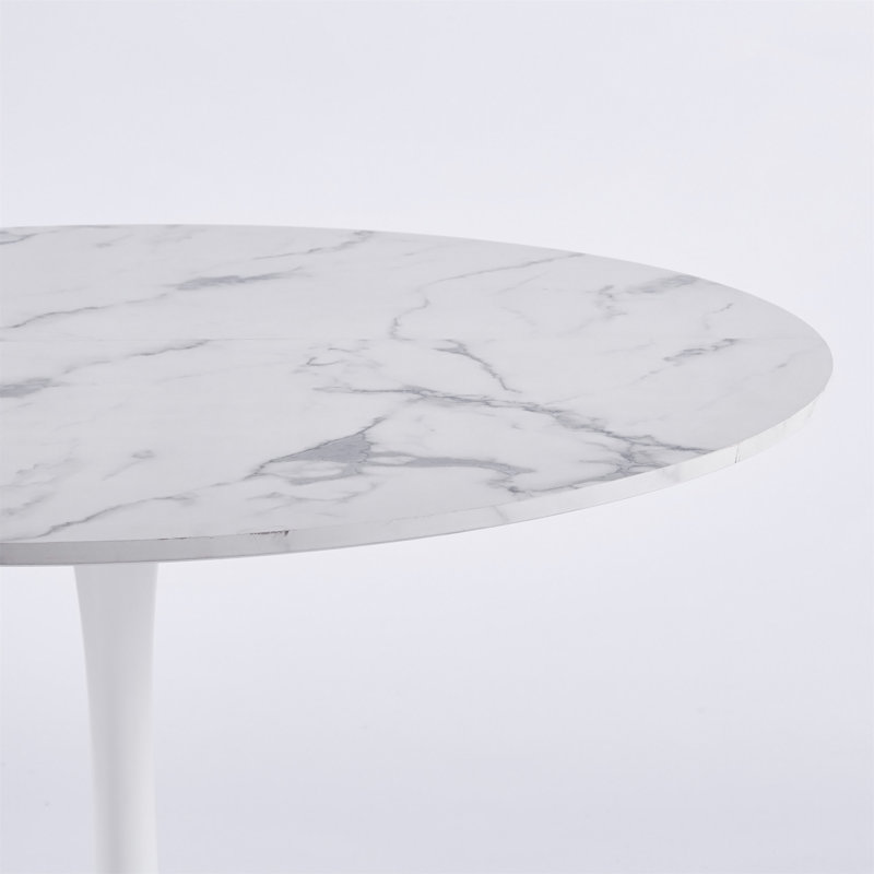 Table tulipe de couleur marbre blanc 42,1 po, Blanc