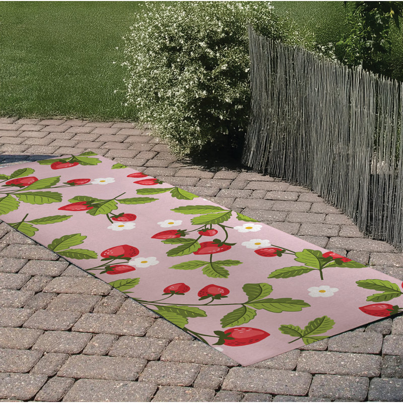 Tapis d'extérieur Strawberries, Tapis de couloir 2 pi 6 po x 8 pi
